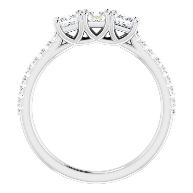 0.46 ct. Princess & Round Cut Diamond Wedding Band 3 Stone Ring-VIRABYANI